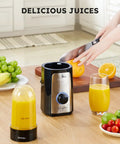 5 In 1 Kitchen Blender And Food Processor Set for smoothies and juices with BPA free cups on a kitchen counter