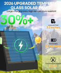 2026 upgraded tempered glass solar panel with large charging area and fast charging for efficient energy collection.