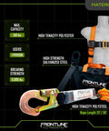 Combat Complete Roofers Kit With 25 Foot Lifeline For Fall Protection showing harness, orange lifeline, and anchor.