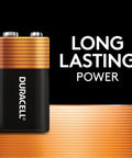 Built Tough 9V Batteries Four Pack For Smoke Detectors And Carbon Monoxide Alarms With Hella Reliable Power To Keep Your Home Secure And Ready For Emergencies Without Any Hiccup When Things Get Real 9V battery with Duracell branding.