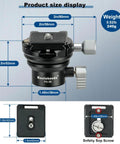 Heavy Duty Tripod Leveling Base Camera Leveler Featuring Arca Swiss Half Ball Mount, 2in/56mm size for quick tilt and seamless spin.