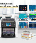 Bank Grade Money Counter For Multicurrency And Mixed Denominations With Serial Number Tracking, displaying modes and features