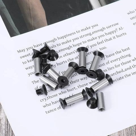 10 Pack Knife Handle Screws Hex Flat Head Pins Stainless Steel Rivets Fasteners on paper background