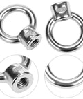 Rock Solid Boss Level Marine Grade Stainless Steel Lifting Eye Nuts 20 Pack 3/8 Inch UNC Threads shown from multiple angles.