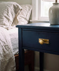 Top Notch Antique Brass Cabinet Knobs With Backplate Offering A Real Deal Plaquette Style For Drawers And Cupboards Pack Of Six Sturdy Kitchen Furniture Handles Delivering Serious Old Soul Charm on blue nightstand.