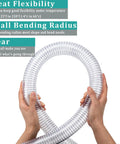 Flexible Wire Reinforced PVC Hose 1.5 Inch ID 25ft Clear Tubing With Spiral Steel Reinforcement shown being held