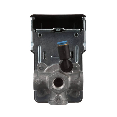 Front view of Air Compressor Pressure Switch Replacement 145 To 175 PSI 4 Port One Quarter Inch NPT with metal finish.