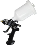 Close-up view of Heavy Duty Gravity Feed Spray Gun With Adjustable Air Regulator And Non Drip Cup, 20 oz capacity.