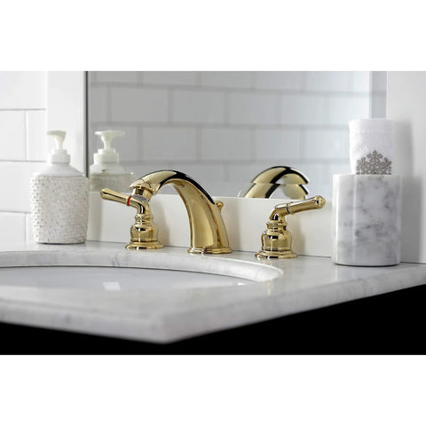 Polished Brass Widespread Bathroom Faucet With Deck Mount 8 To 16 Inch Spread Solid Brass Build Drip Free Washerless Cartridge