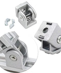 4 Pack Flexible Hinge Pivot Joints for 2020 3030 4040 Aluminum Fittings Right Angle Connector shown with aluminum profile