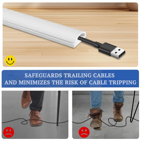 118 Inch Wall Cord Hider With Self Adhesive Silicone Cable Covers showcasing cable management and reducing tripping hazards