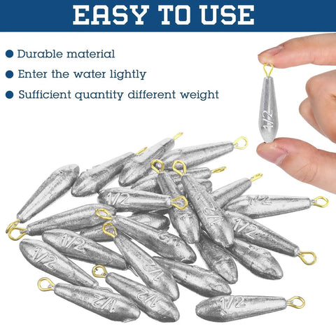 Drop Shot Fishing Sinker Weights Kit 24 Pieces Half Oz Each For Freshwater Catfishing Bass Casting And Saltwater Trolling Tackle