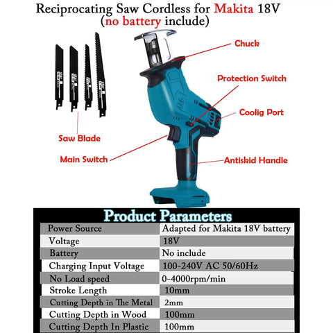 Beast Cordless Reciprocating Saw Brushless Power Tool With Variable 0 To 3000 RPM Quick Blade Change Includes 4 Blades overview
