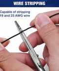 Electrician Scissors With Stripping, 5-1/5 Inch Pro Grade Cable Cutter For Ethernet Cables, Wires, Plastics And Light Metals Heavy Duty, Precise Cuts For Telecom And Electrical Pros, Durable Hand Tool, stripping 19 and 23 AWG wire