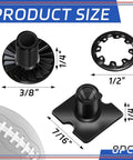 Built Tough 8 Piece Football Backplate Screw Kit With Truss Head Bolts Slotted Fasteners And Rubber Washer Gaskets To Lock Down Your Court Setup In Clean Square Black Hardware Finish showing product size dimensions.
