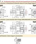 Top Shelf NEMA23 Planetary Gearbox Crafted With Premium Helical Gears showing input and output dimensions for precise motor fit.