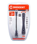 Two Piece X6 Four In One Black Oxide Spline Ratcheting Metric Wrench Set in packaging, durable steel construction