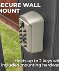 AccessPoint 001414 KeySafe Slimline Push Button Key Lock Box For Permanent Key Storage mounted on outdoor wall in clay beige