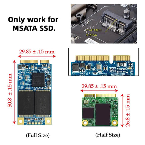 Super Slick Dual M.2 Msata Mini Sata Ssd To 2.5 Inch Sata Hdd Hybrid Enclosure Housing dimensions showcase full and half size mSATA SSDs.