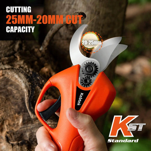 Cordless Battery Powered Pruning Shear With Dual 2Ah Batteries Electric Pruner 16.8V Portable Garden Cutter in action