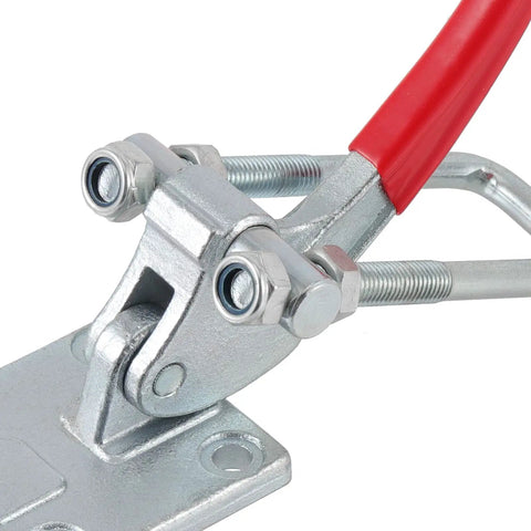 Beefy Heavy Duty Toggle Latch Clamp With 7716 Lbs Capacity Adjustable Threaded U Bolt Self Lock Tire Carrier Latch 40380 Pull Action Toggle Clamp Tool With U Hook, steel close-up
