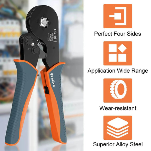 Self Adjusting Wire Ferrule Crimping Tool With Square Jaw For AWG 28-5, ergonomic design with durable alloy steel material