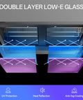 Kickin Cold Three Door Commercial Beverage Refrigerator With Tough Stainless Steel Frame, Double Pane Glass Door showing double layer Low-E glass features.