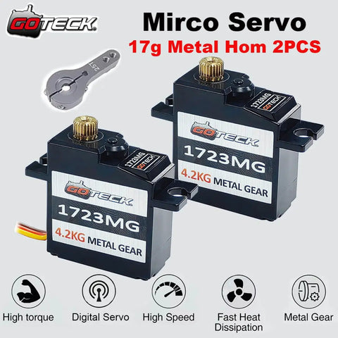Two Pack 17g Full Metal Gear Digital Servo With 25T Horn For 1/18 1/16 1/14 RC Cars Boats