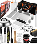 All In One Flat Top Griddle Accessories Kit With Enlarged Spatulas Burger Press, Basting Cover, Storage Bag, Skewers, Egg Rings