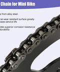 Close-up of Heavy Duty 35 Chain 140 Links Chain Breaker For Mini Bikes, showing alloy steel construction and durability.