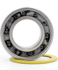 Stainless Steel Ceramic Hybrid Radial Bearing For Bike Hubs 15x28x7mm ABEC3 Precision, exposed inner ceramic balls, yellow seal ring