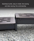 Close-up of Heavy Duty Outdoor Trench Drainage Kit With Stainless Steel Grate And Polypropylene Channel Built To Last Weatherproof French Drainage System For Driveways Lawns Patios Bathrooms And Kitchens Hidden Grate Design with seamless buckle connection