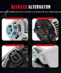Heavy Duty V8 4.7L Alternator Replacement For Toyota 4Runner 2003 2009 Sequoia 2003 2007 Land Cruiser 2005 2007 LX470 2006 2007 GX470 2003 2009 130 Amp 12 Volt High Output Auto Parts detailed view showing pulley and connectors.