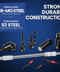 All In One 86 Piece Magnetic Impact Nut Driver And Bit Set With SAE And Metric Sizes, shown with S2 Steel bits and adapters
