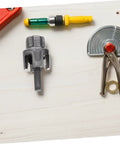 Heavy-Duty 3PC Pipe Threader Tool Kit For Plastic And Metal Water Pipes Steel Construction with threading tool on wood surface.