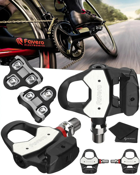 Assioma Pro RL 2 Double Sided Power Meter Set For Look Keo Compatible Pedals With Cycling Dynamics Black Cleats shown