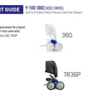 Genuine White Hose Swivel For Pool Cleaners Compatible With Automatic 360 And 380 Blackmax Models shown with 360 and TR36P models.