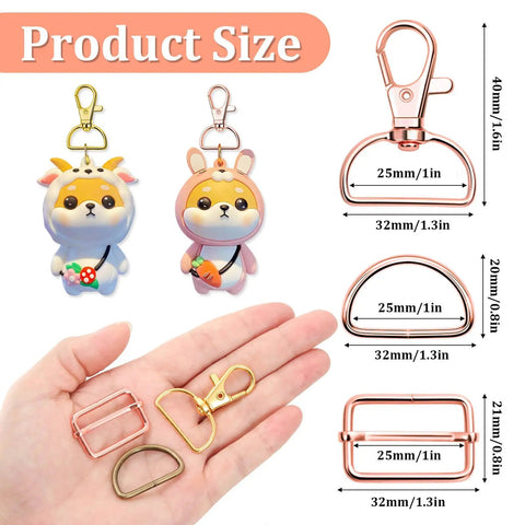 Heavy Duty Keychain Bulk With Swivel Hooks D Rings And Slide Buckles For Handbag Purse Hardware Craft Badass Gear To Build Tough Straps And Slick Bag Upgrades One Inch, showcasing assorted clips and rings.