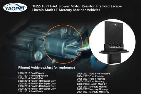Beefy Plug-And-Play Blower Motor Resistor Replacement For Ford F-150 F-250 F-350 Super Duty Expedition Escape Mustang Mercury Mariner