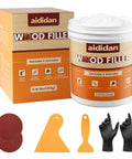 White Wood Filler And Putty 16 Oz Repair Kit For Holes Cracks And Dents No Sweat Application and included tools.