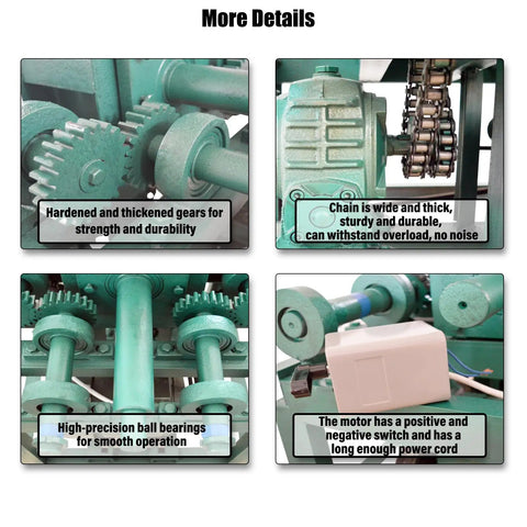 Details of WYDDDARY 220V 3HP Electric Pipe Bender Machine gears, motor, and bearings for durability and smooth operation.