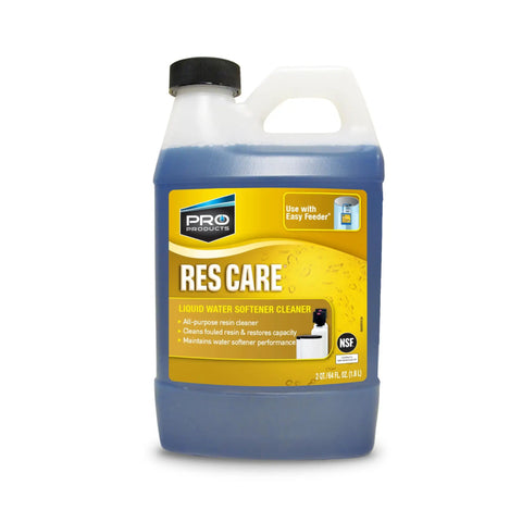Res Care Liquid Water Softener Cleaner for Hard Water Systems Unscented 64 oz bottle, removes iron, manganese, silt, scale.