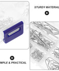 Close-up of Stainless Steel Cotter Pins Assortment Kit 125 Pieces For Quick Locking And Secure Fastening in a compartment box