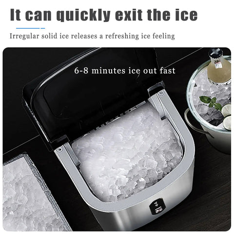 Quiet Countertop Nugget Ice Machine Packs Self Cleaning Tech And Instant Chill Power To Drop Snack Sized Pebble Ice Hella Fast For Weekend Hangouts And Tailgates, showing fresh pebble ice ready for use.