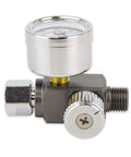 Air Adjusting Regulator Valve With Analog Pressure Gauge For Spray Guns And Air Tools One Quarter Inch Nps Aluminum Body