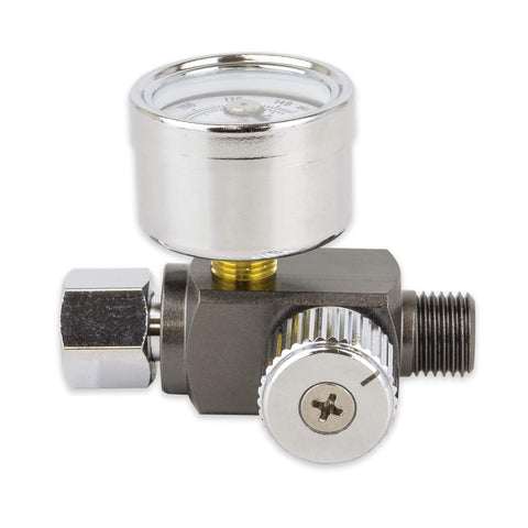Air Adjusting Regulator Valve With Analog Pressure Gauge For Spray Guns And Air Tools One Quarter Inch Nps Aluminum Body