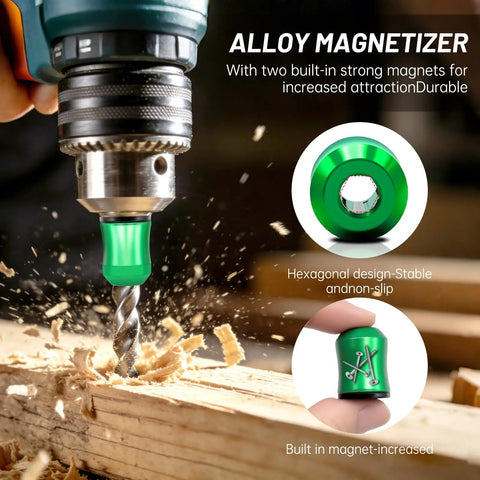 3 Pack Magnetic Screw Holder Ring For Drill Bits And Hex Drivers, Universal Removable Tool For Power Bits shown on drill