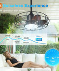 20 Inch Outdoor Ceiling Fan With Light For Patio IP65 Waterproof Plug In Caged Hanging Fan With Remote above patio