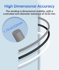 Image highlighting the dimensional accuracy of PLA Plus 1.75mm 3D Printer Filament That Is Tough As Nails With Great Dimensional Accuracy Plus Minus 0.02mm 1kg Reusable Spool Plays Nice With Most FDM Printers Textured Gray.