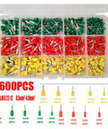 Huge Mix Of 600 Pc Crimp Terminals And Ferrules For Wire Cables Plus Connector Cord Pins That Fit 22 To 12 Awg Range Perfect Fix For Any Electrical Job You Hit. 600-piece assortment in organizer case, 22-12 AWG, nylon insulated ferrules